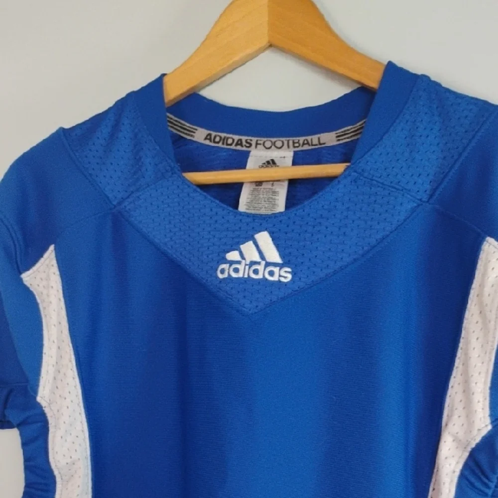 Adidas Football Blue White Performance Jersey Athletic Sporty Activewear Size M